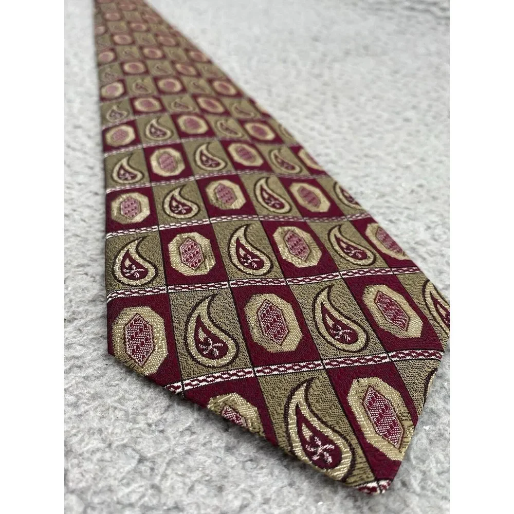 Robert Talbott Studio Men Silk Necktie Red Gold Paisley Corpcore Career Academia